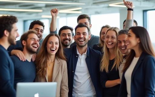 Tým TechSolutions slaví úspěšnou investici.